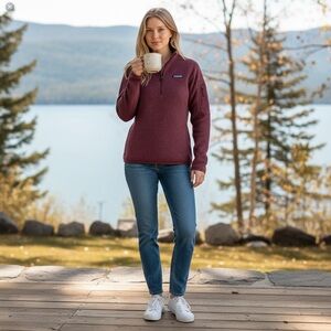 PATAGONIA Women’s sz X Small Better Sweater 1/4 Zip Mock Neck Chicory Red